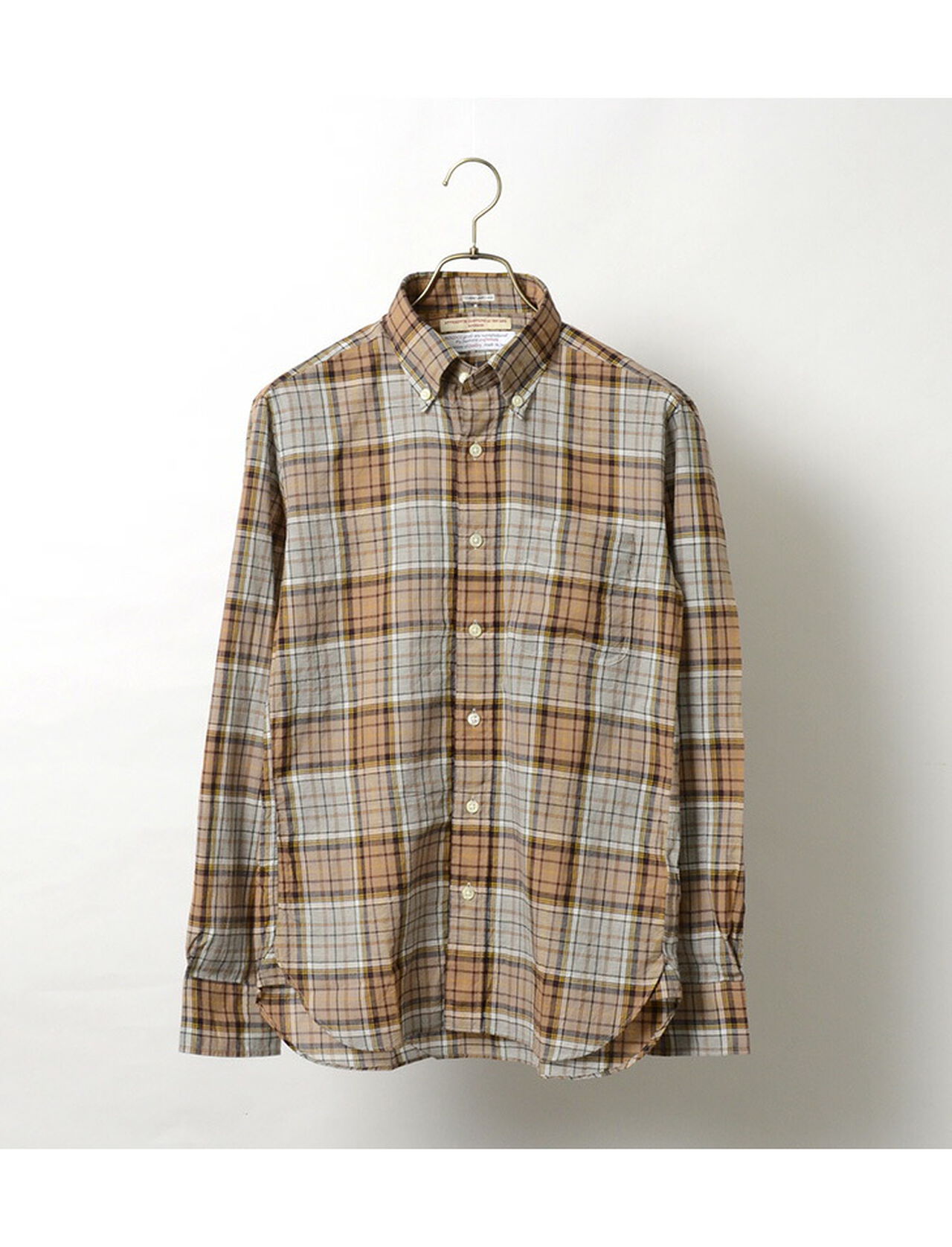 Cotton Linen Madras Check Button-down Shirt,, large image number 2