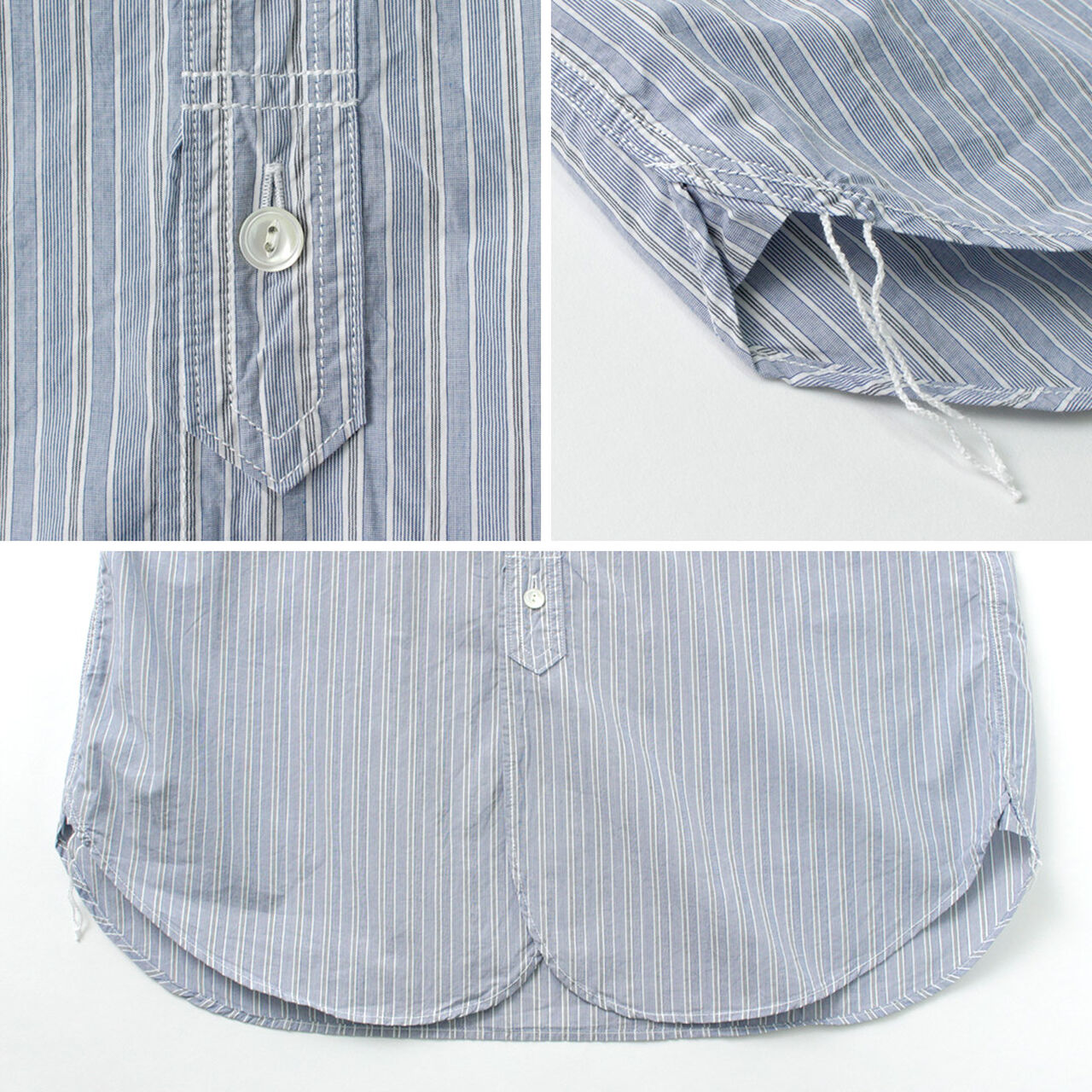 F3488 striped band collar shirt,, large image number 13