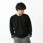 Cotton Jersey Long Sleeve Pocket Pullover,Black, swatch