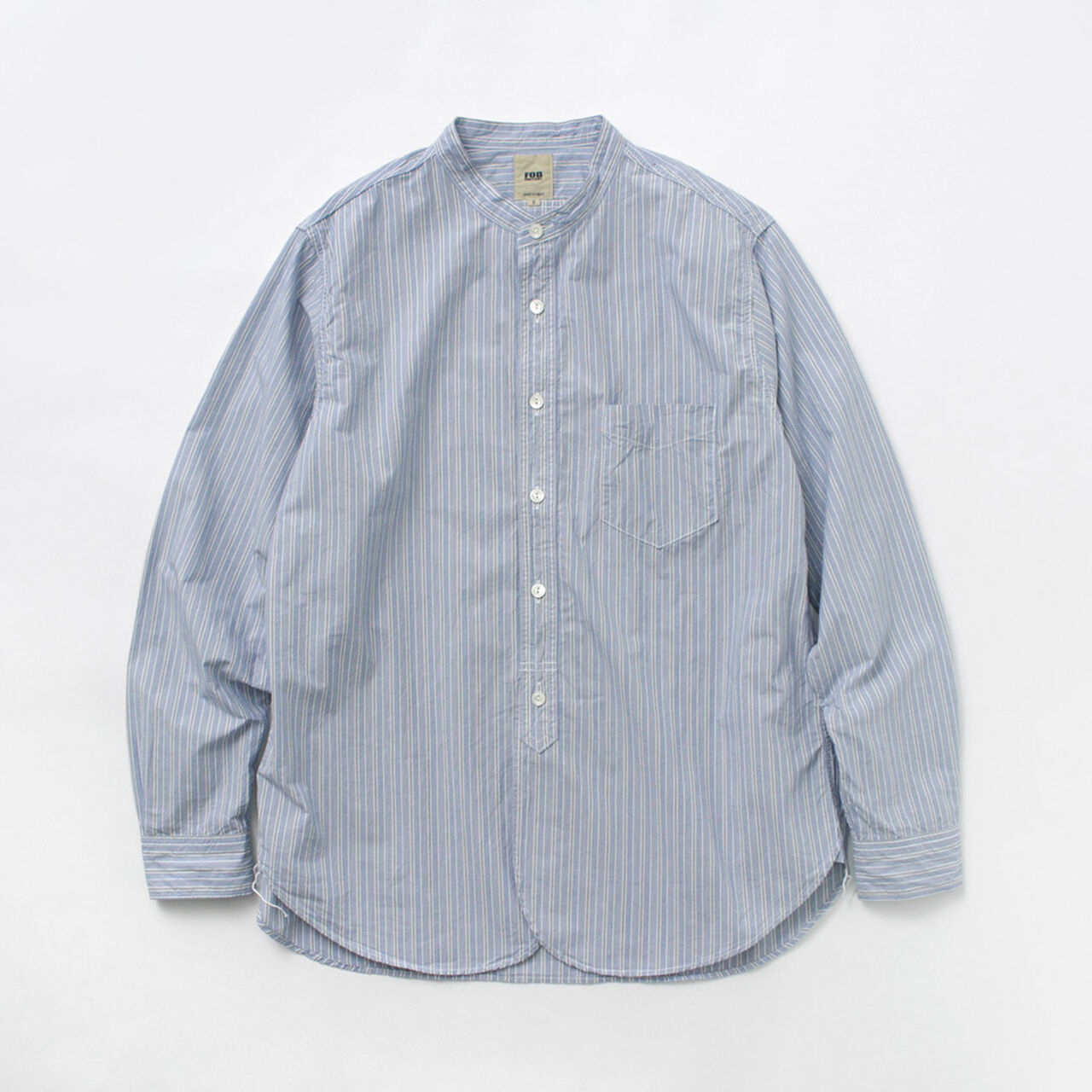 F3488 striped band collar shirt,, large image number 3