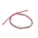 Karen Silver Beads Natural Stone Double Cord Bracelet,Red, swatch