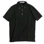Premium cotton button-down polo shirt/short sleeves,Black, swatch