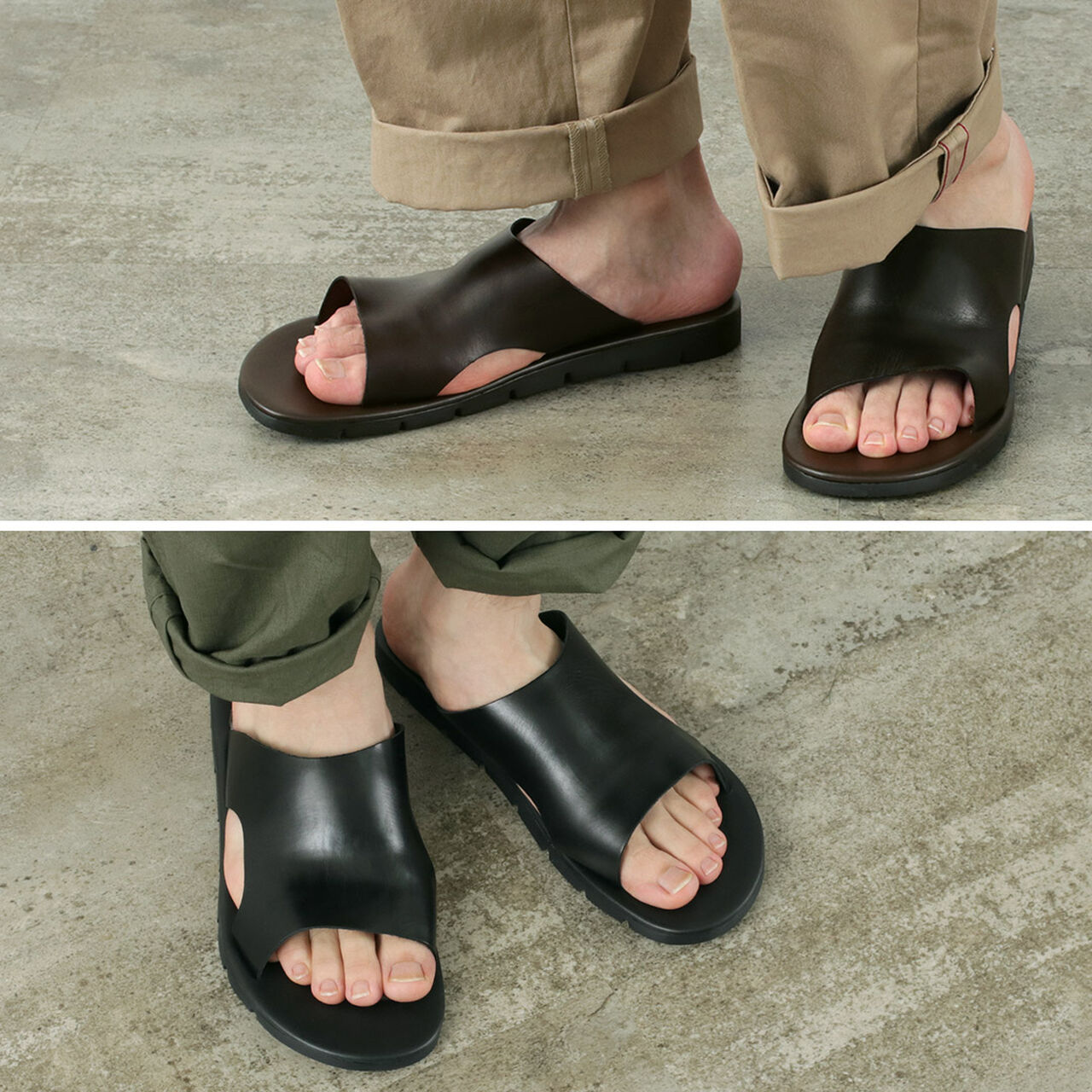 Leather slide sandal,, large image number 3