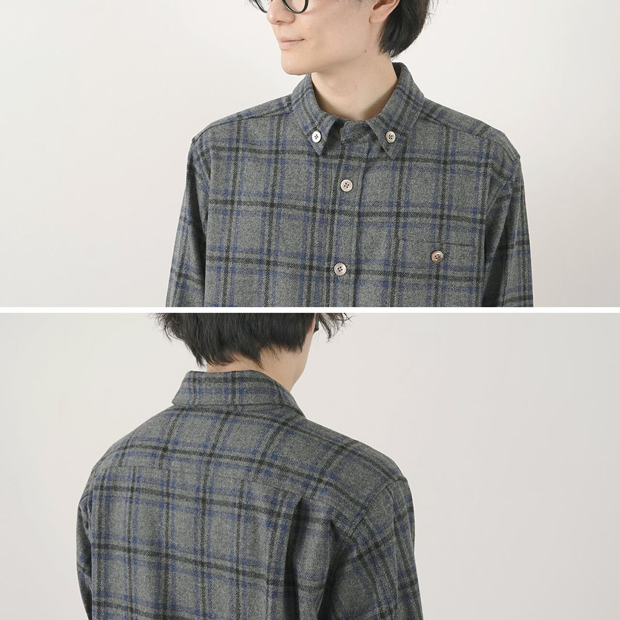 Craft Wool Check CPO Button Down Shirt,, large image number 7
