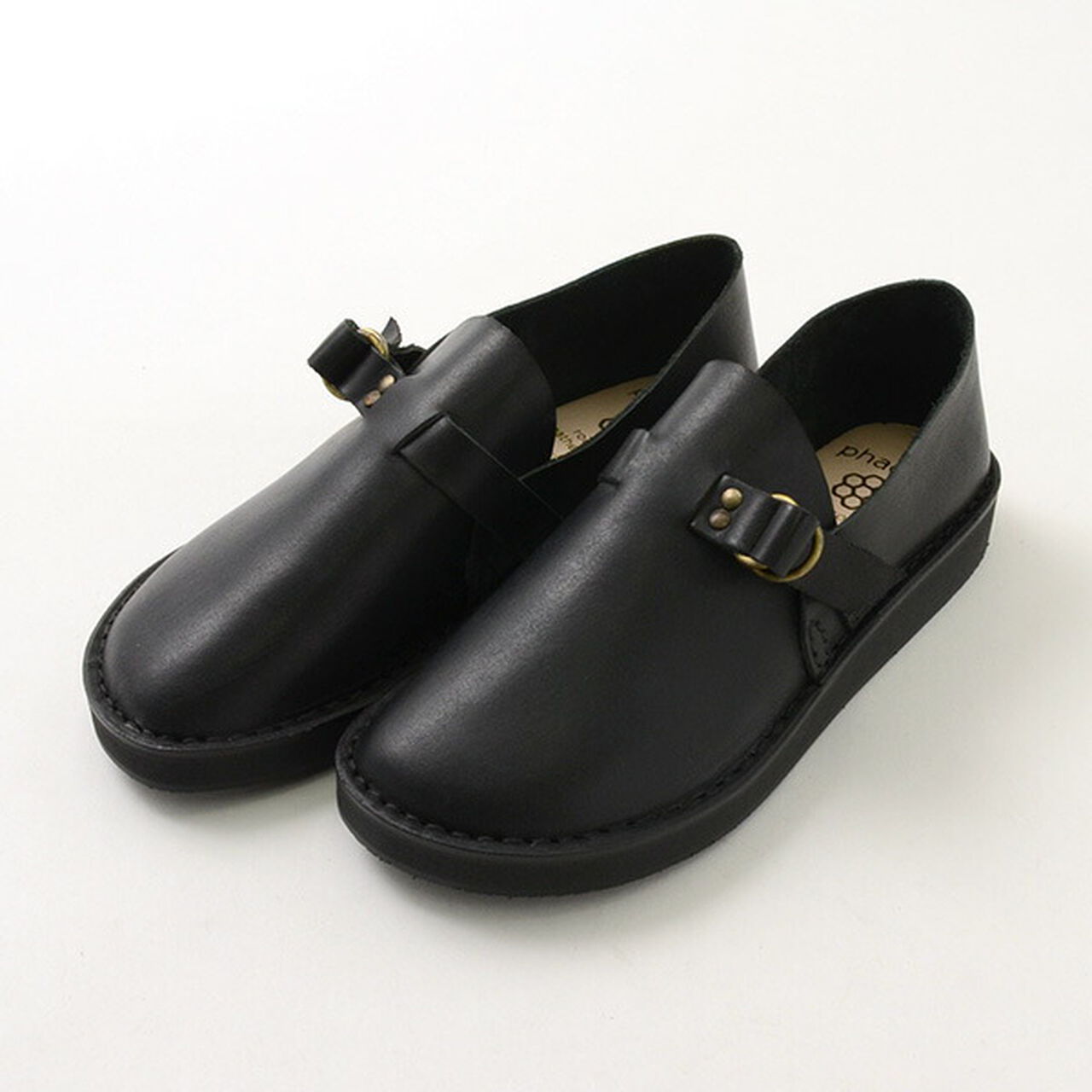 Leather slip-on with double ring buckle,Black, large image number 0
