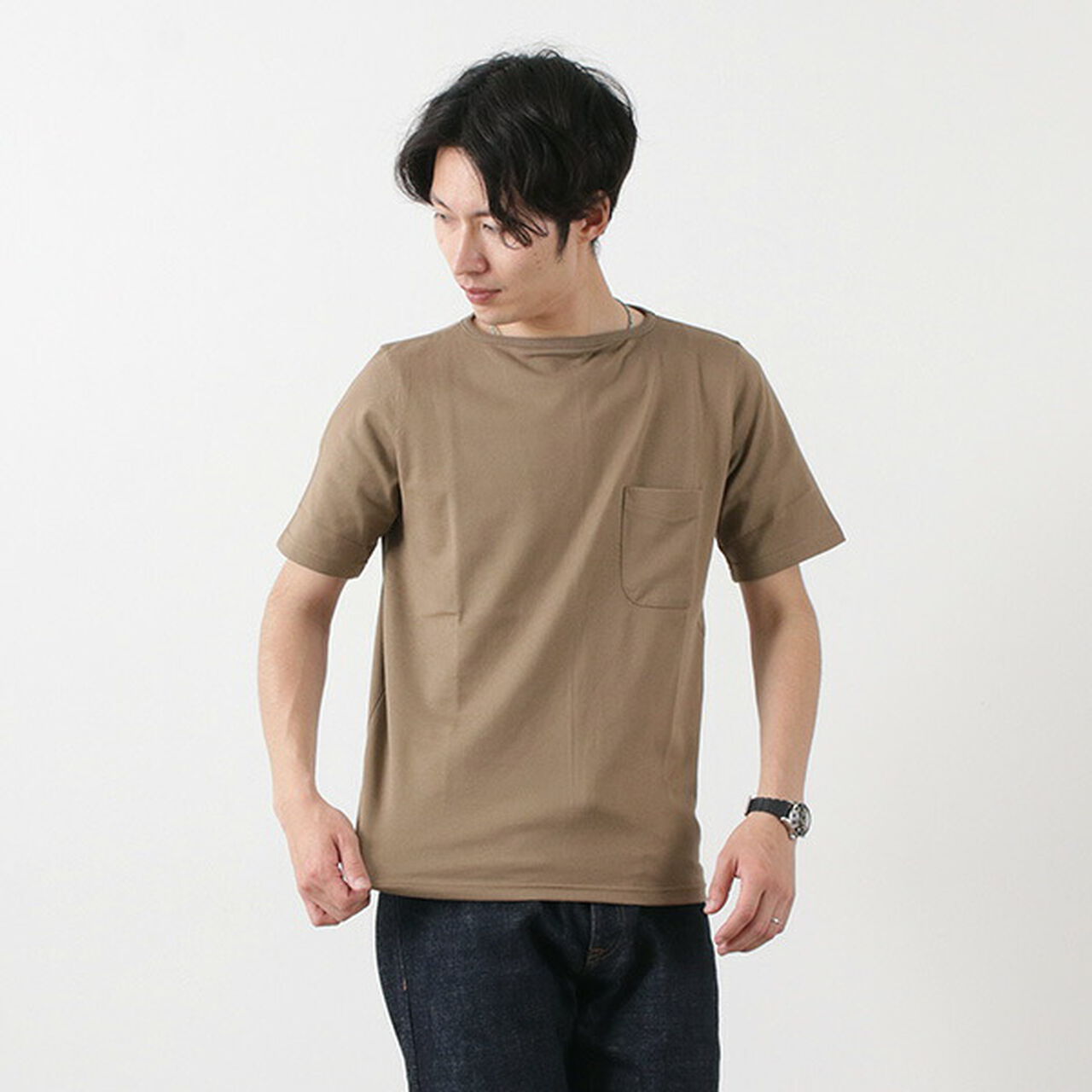 TE500 Summer Knit Pocket T-Shirt,LightMocha, large image number 0