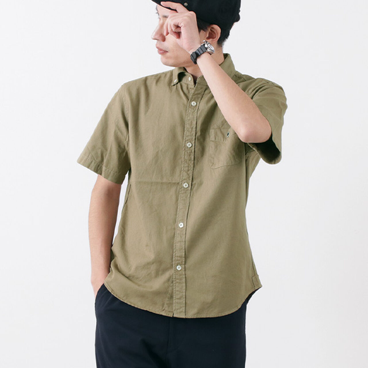 BR-5266 Ox S/S button-down shirt,Dessert, large image number 0