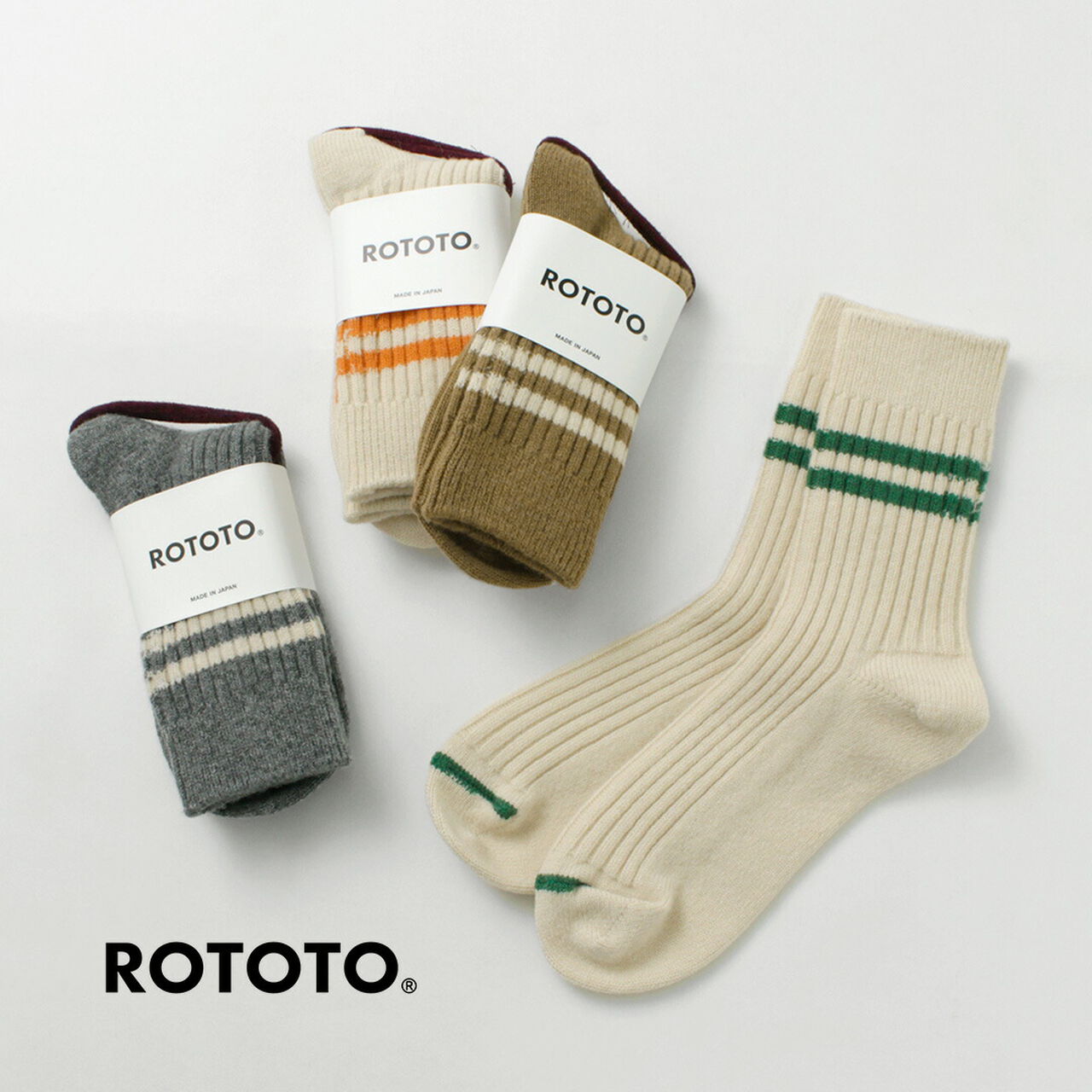 Merino Lambs Wool Striped Socks,, large image number 1