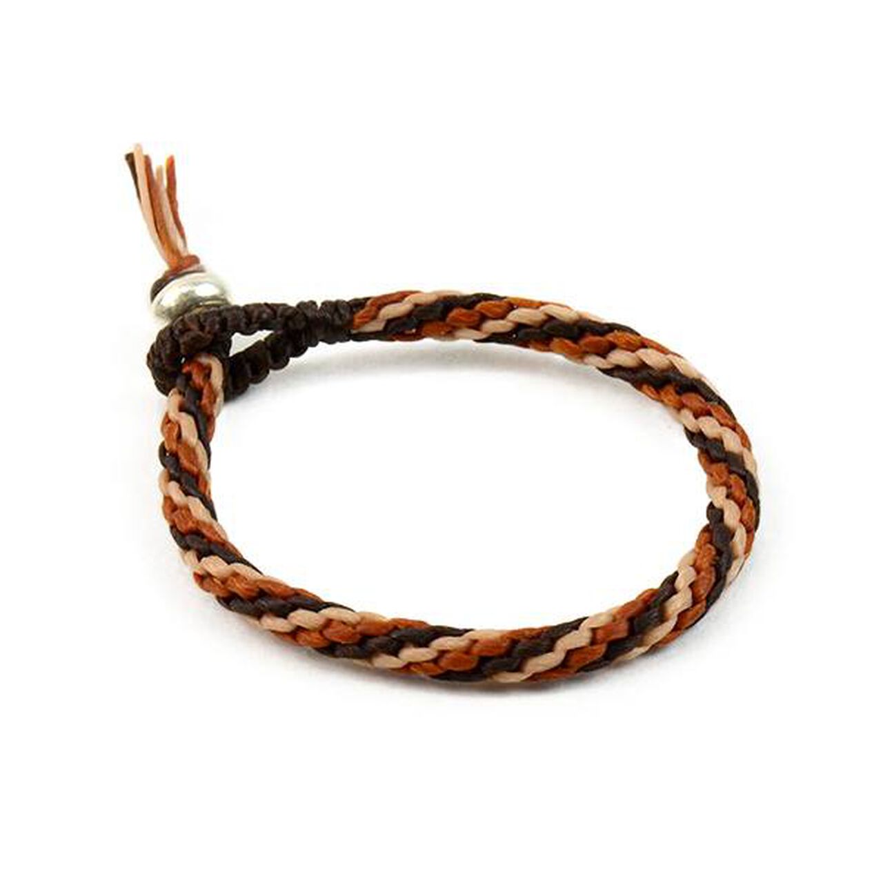 Spiral Coloured Braid Wax Cord Bracelet,Brown_LightBrown_Beige, large image number 0