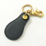 Butello leather shoehorn key ring,Black, swatch