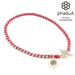 Wax cord silver series anklet,Pink, swatch