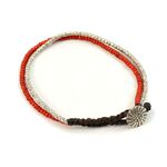 Karen Silver Beads White Heart Double Cord Bracelet,Red, swatch