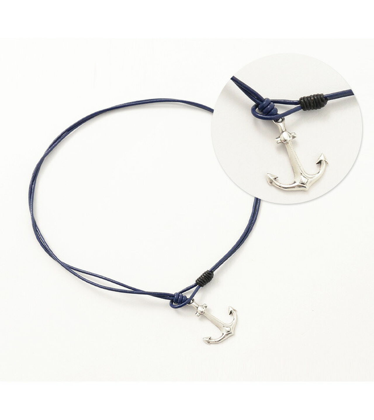 Anchor Leather Wrap Bracelet / Silver,, large image number 9