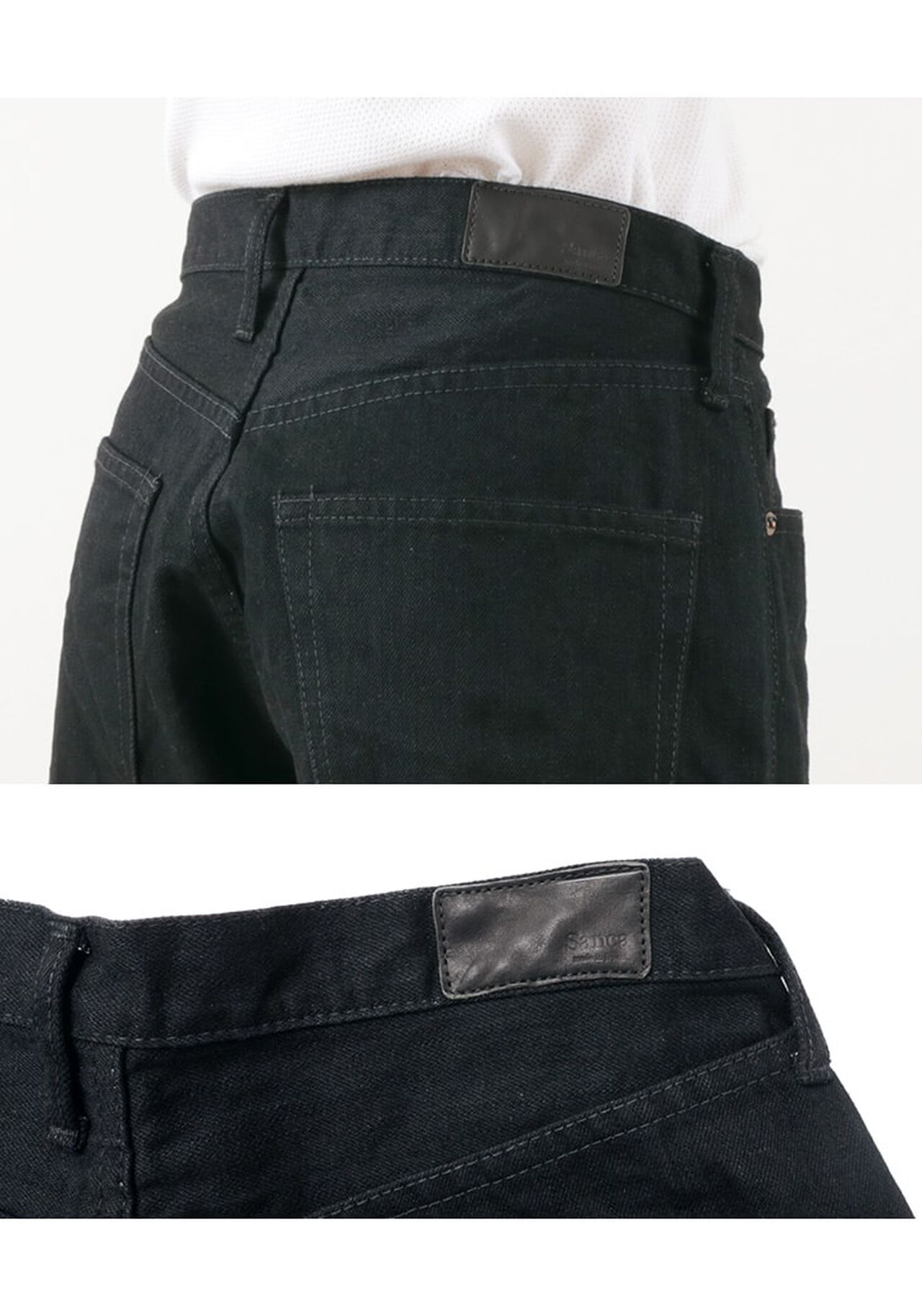 Black denim tapered 5P trousers,, large image number 9