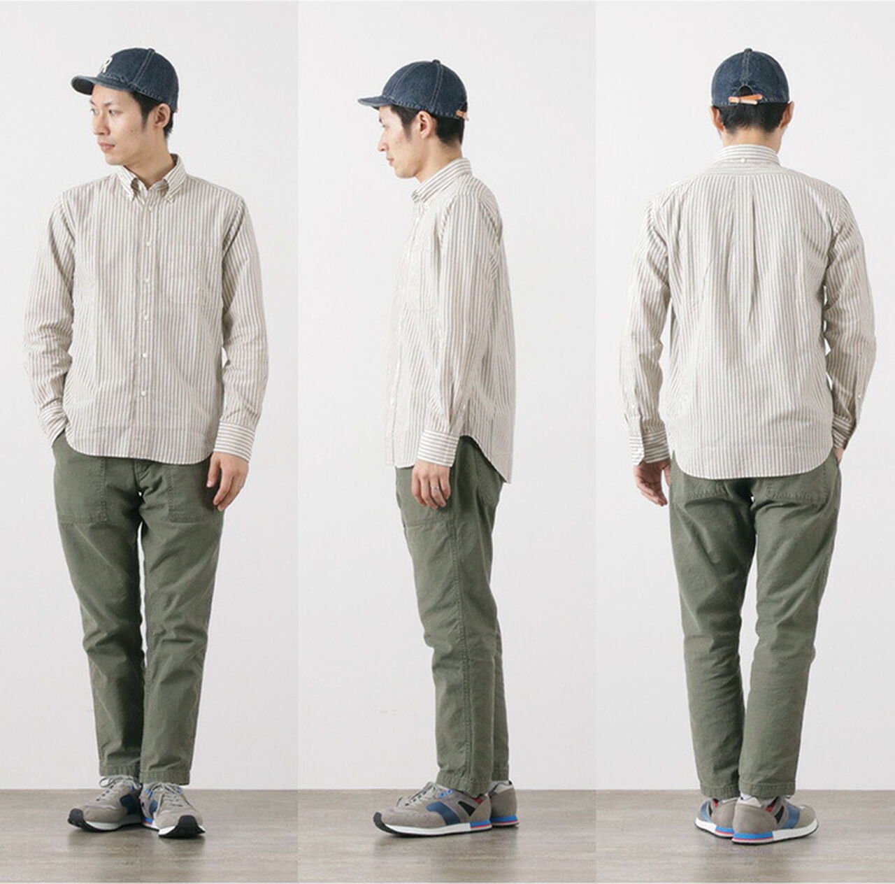 Cotton Linen Stripe Button Down Shirt,, large image number 9