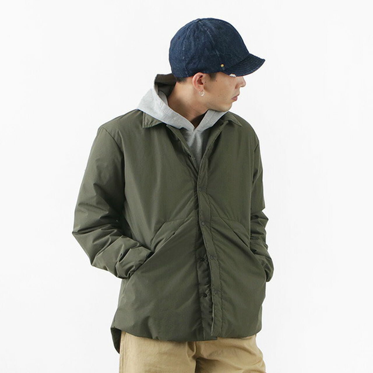 [Exclusive]Down Shirt Jacket Fire-resistant,Khaki, large image number 0