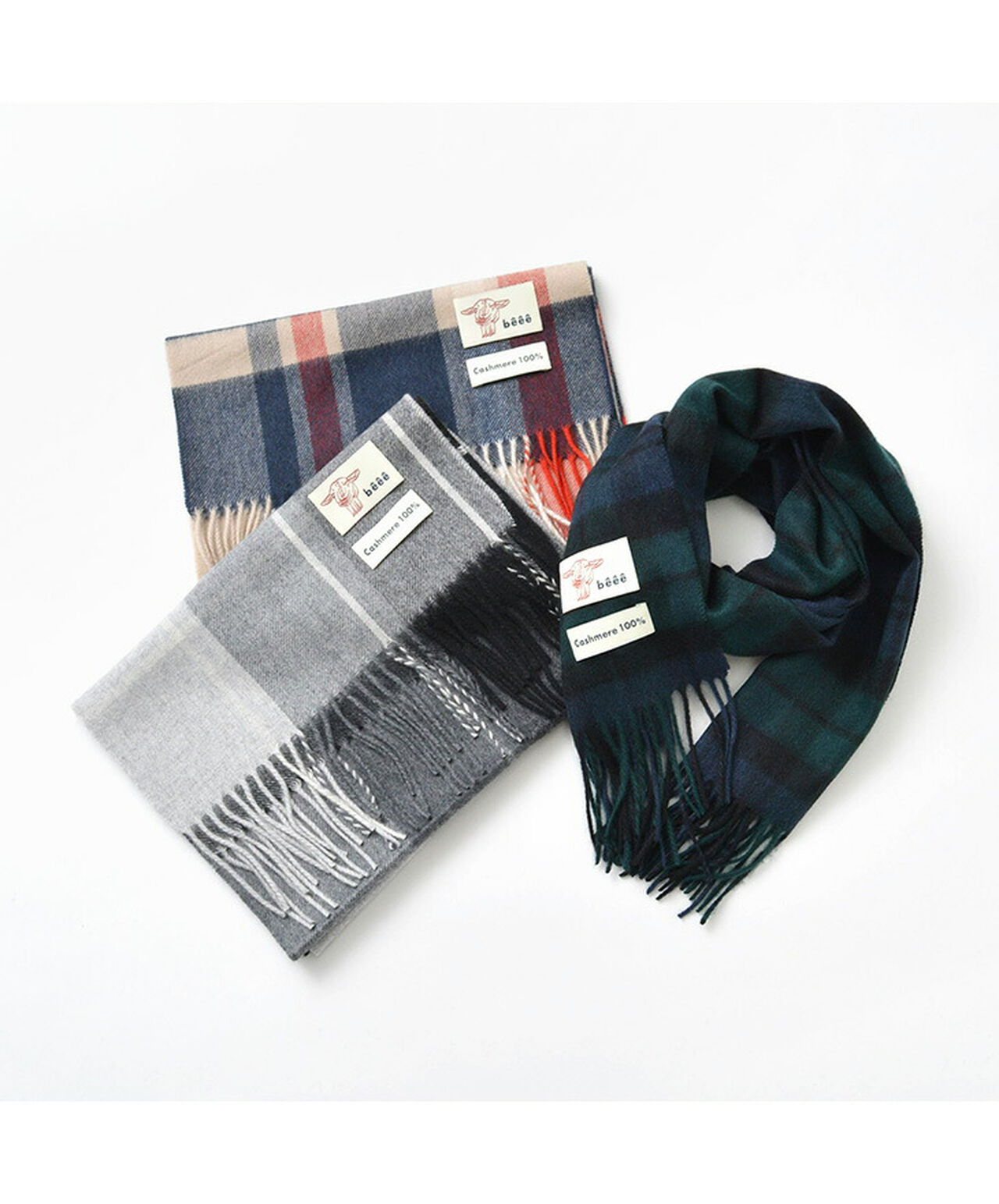 CH30&CH60 Checked cashmere scarf M,, large image number 8