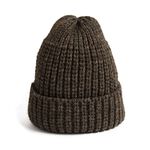 Short Wool Knit Cap,Brown, swatch