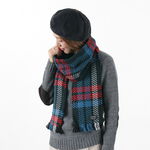 Irish tweed knitted scarf,Multi, swatch