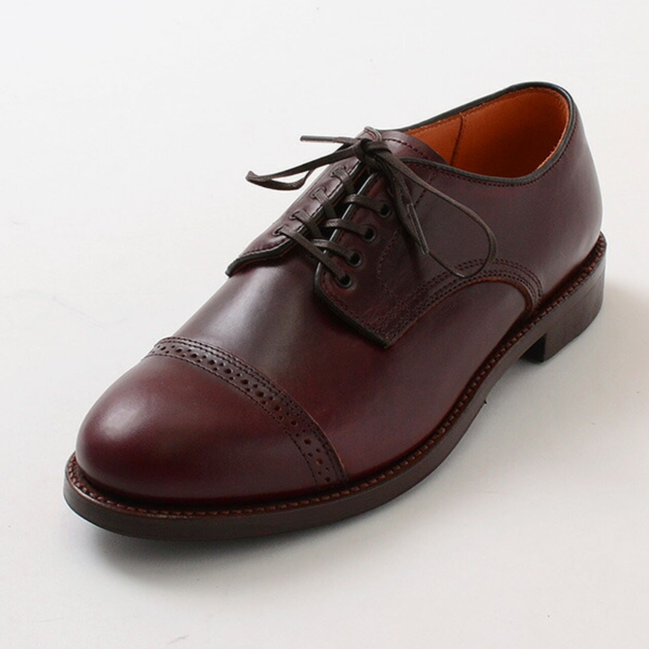 Punched Cap Toe Derby Shoes,Burgundy, large image number 0