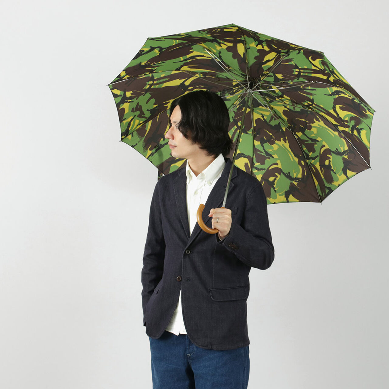 Malacca Handle Folding Umbrella for Rain,, large image number 4