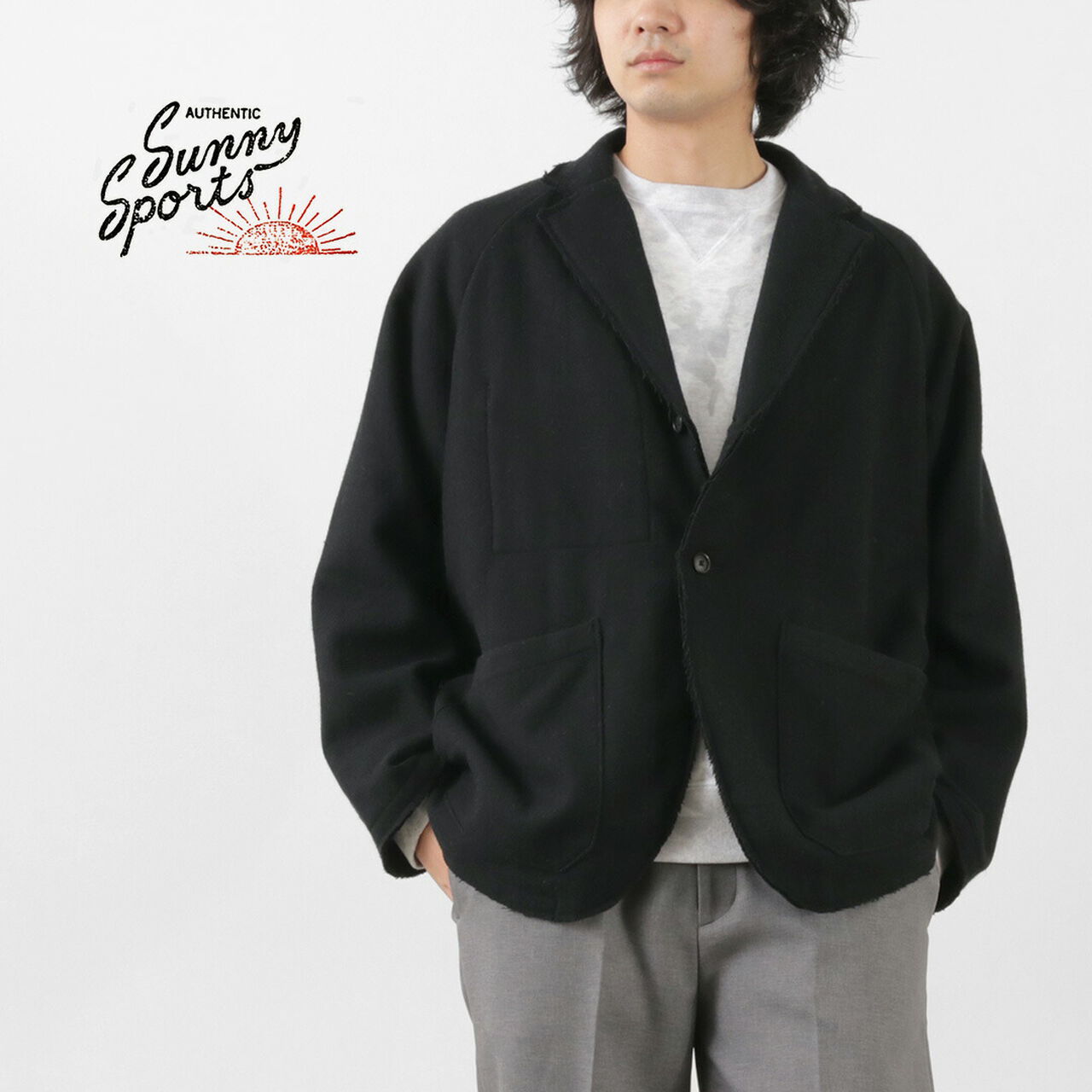 Cut-off Notch Collar 2 Button Jacket,, large image number 1