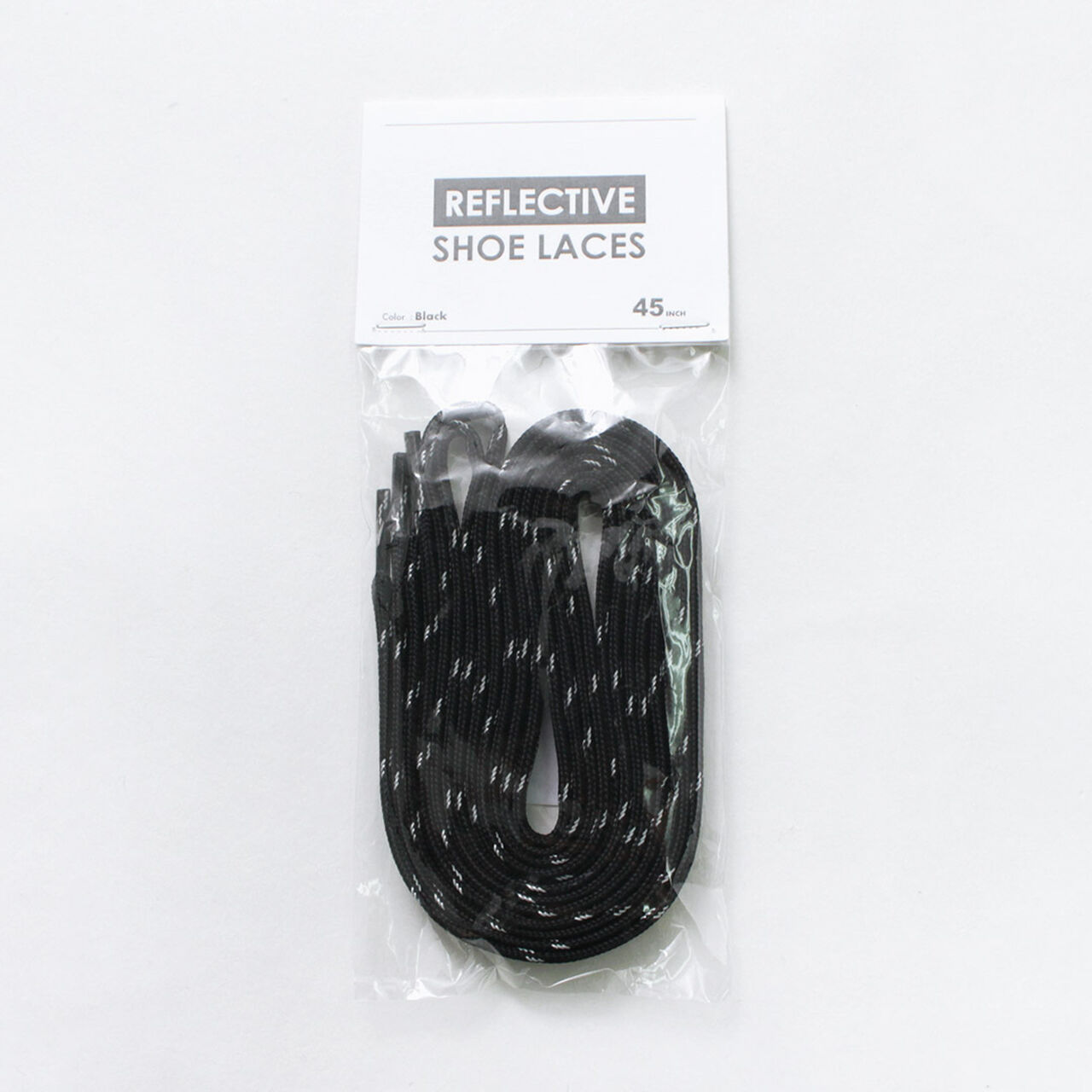 Reflective flat shoelace,Black, large image number 0