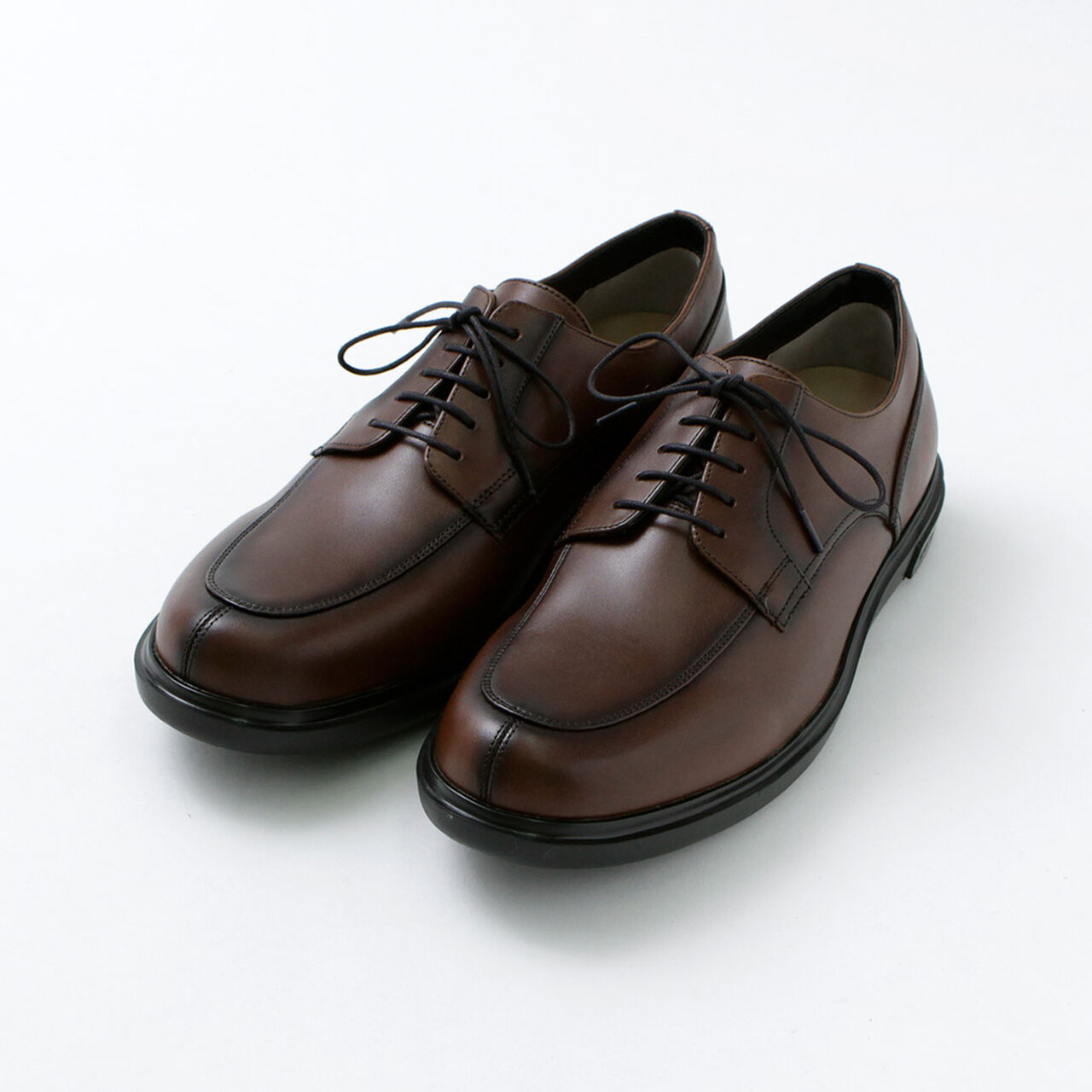 U-tip traditional leather shoes,DarkBrown, large image number 0