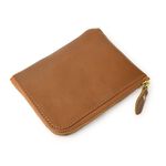 Leather Round Slim Short Wallet,Beige, swatch