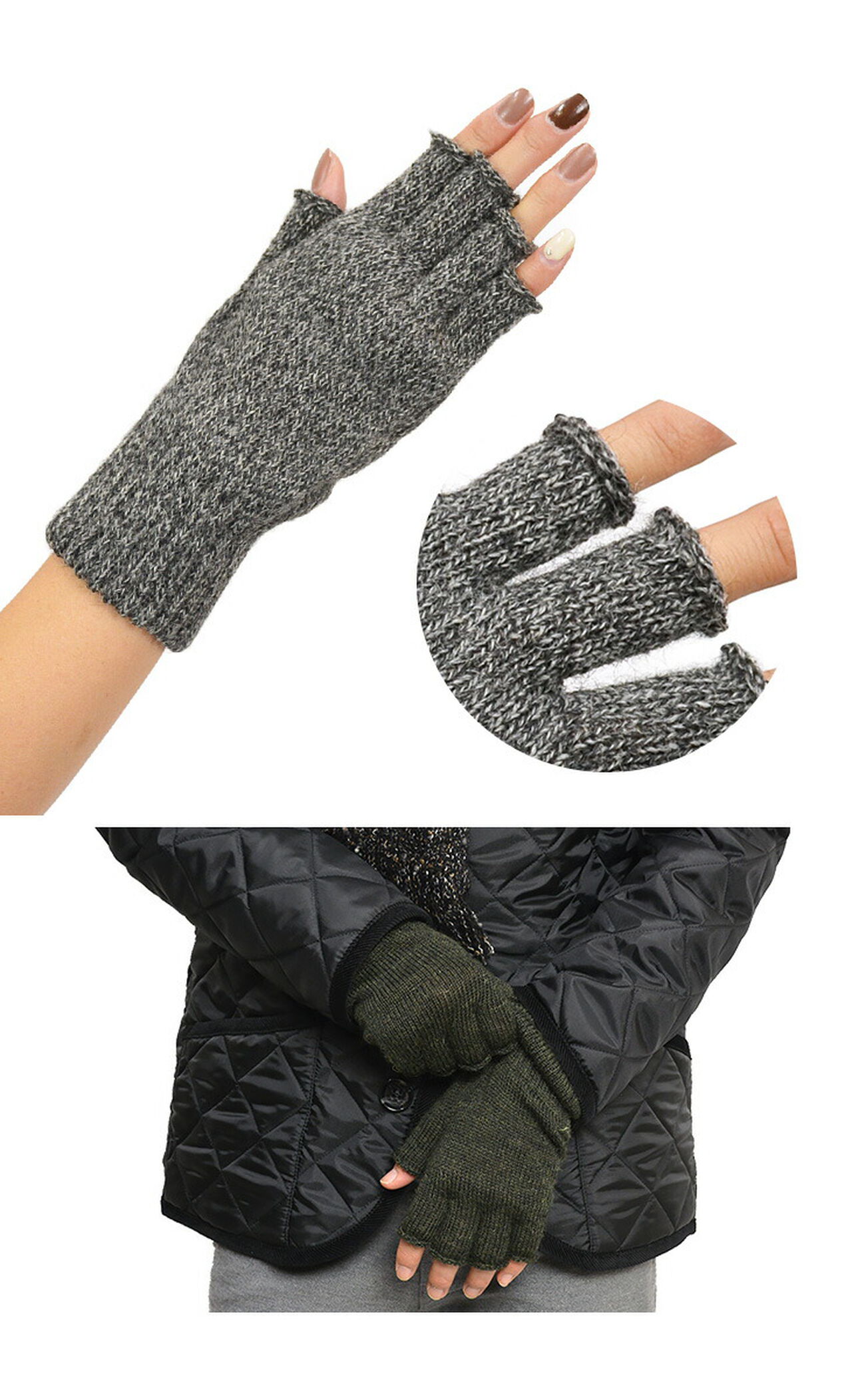Fingerless knit gloves,, large image number 10