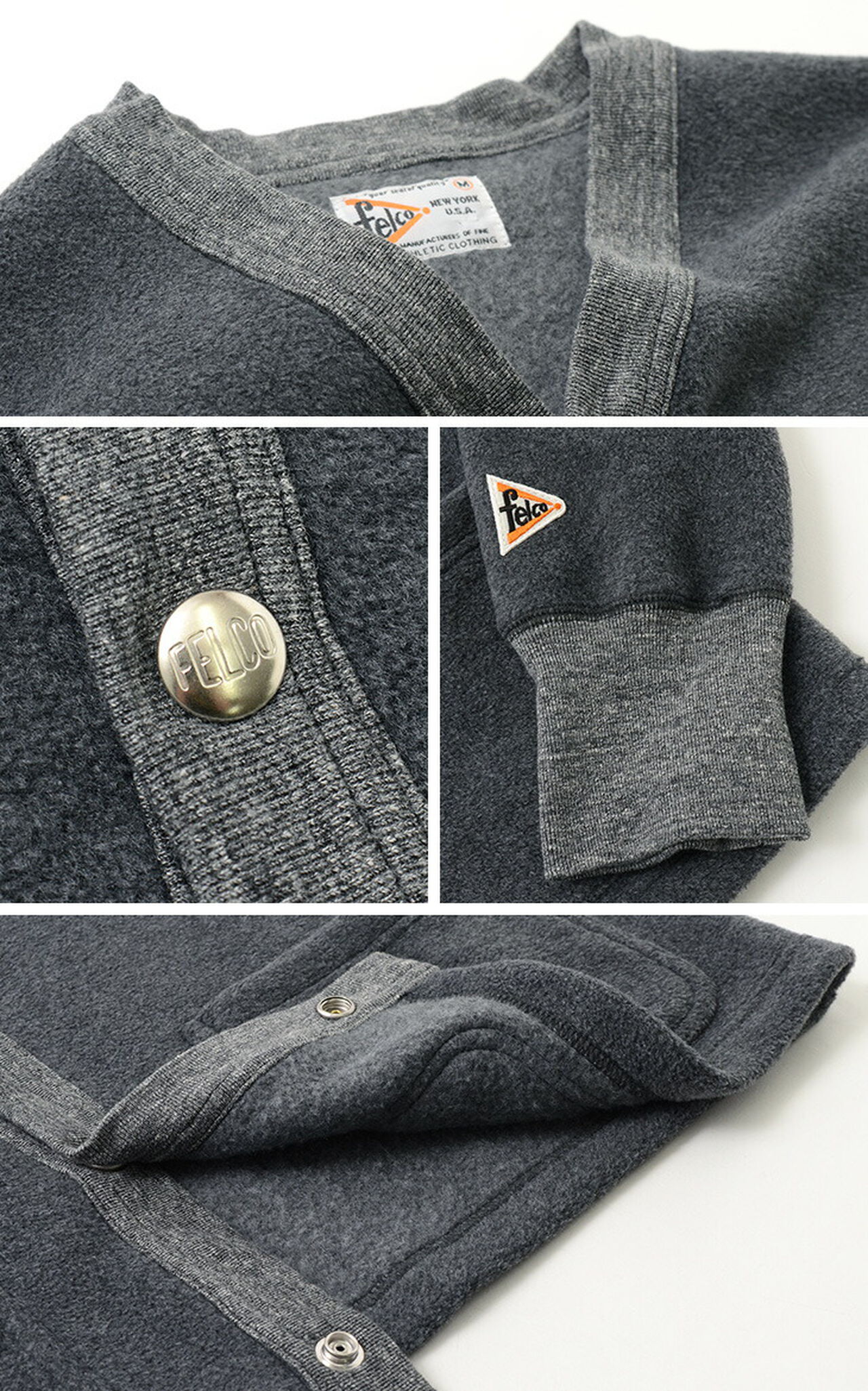 Fleece Snap Button V-Neck Cardigan,, large image number 8