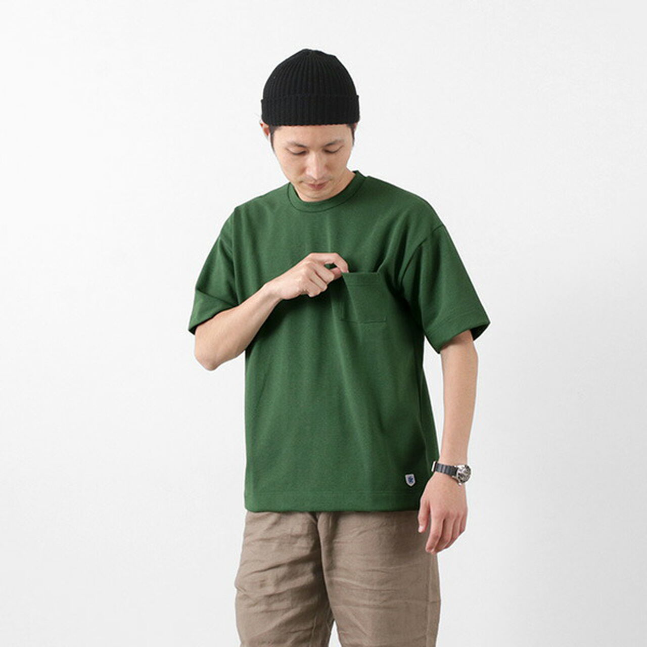 T/C Pique Big T-Shirt,Green, large image number 0