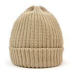 Short cotton knitted cap,Beige, swatch