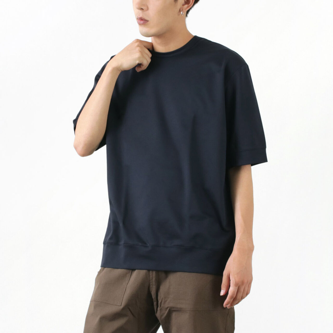 Half Sleeve Wide Dress T-Shirt,Navy, large image number 0