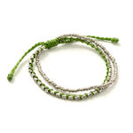Double strand bracelet with silver waxed cord,Green, swatch