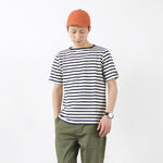 HDCS Boatneck S/S Striped Basque Shirt,Navy, swatch