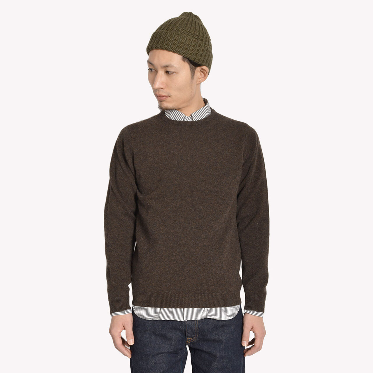 Lambswool crew neck knit,Cocoa, large image number 0