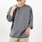 Linen Canvas Henry Neck T-Shirt,Charcoal, swatch