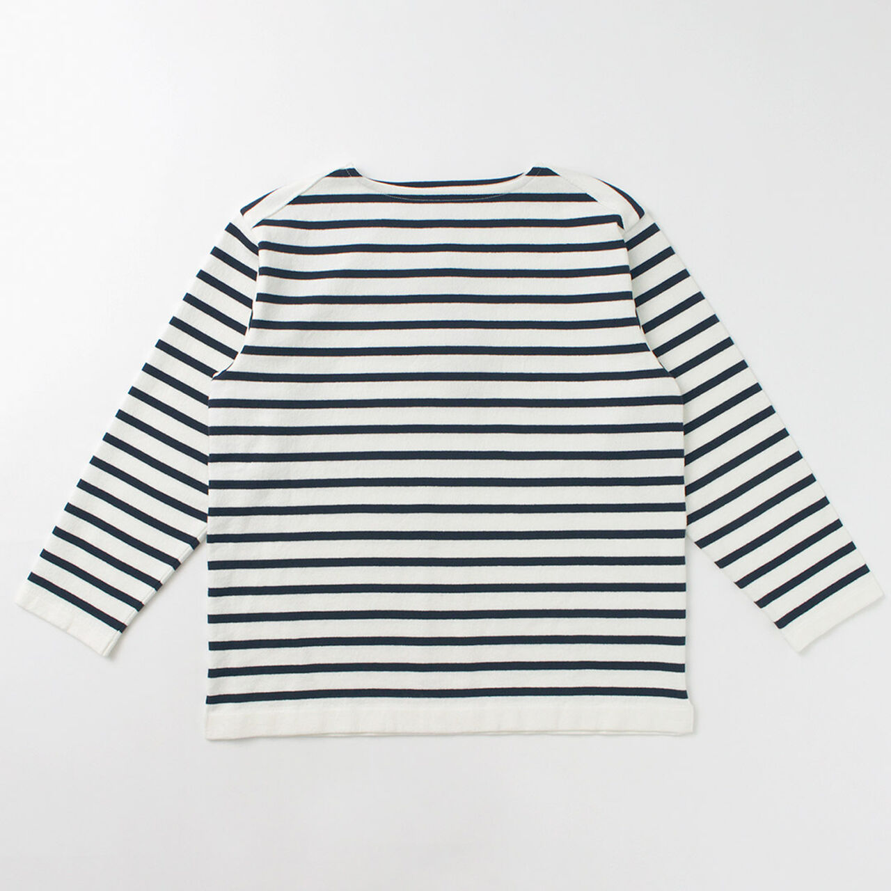 Wave Cotton Basque Knit Pullover,White_Navy, large image number 0