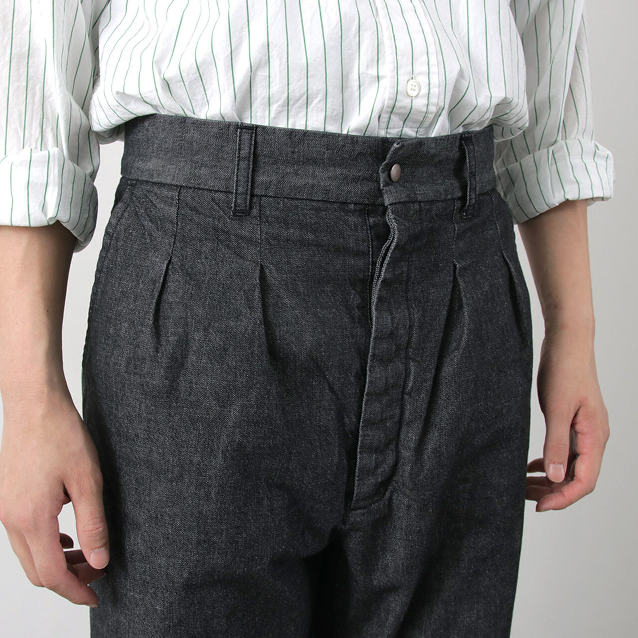 2 Tuck Trousers Light Ounce Denim,, large image number 7