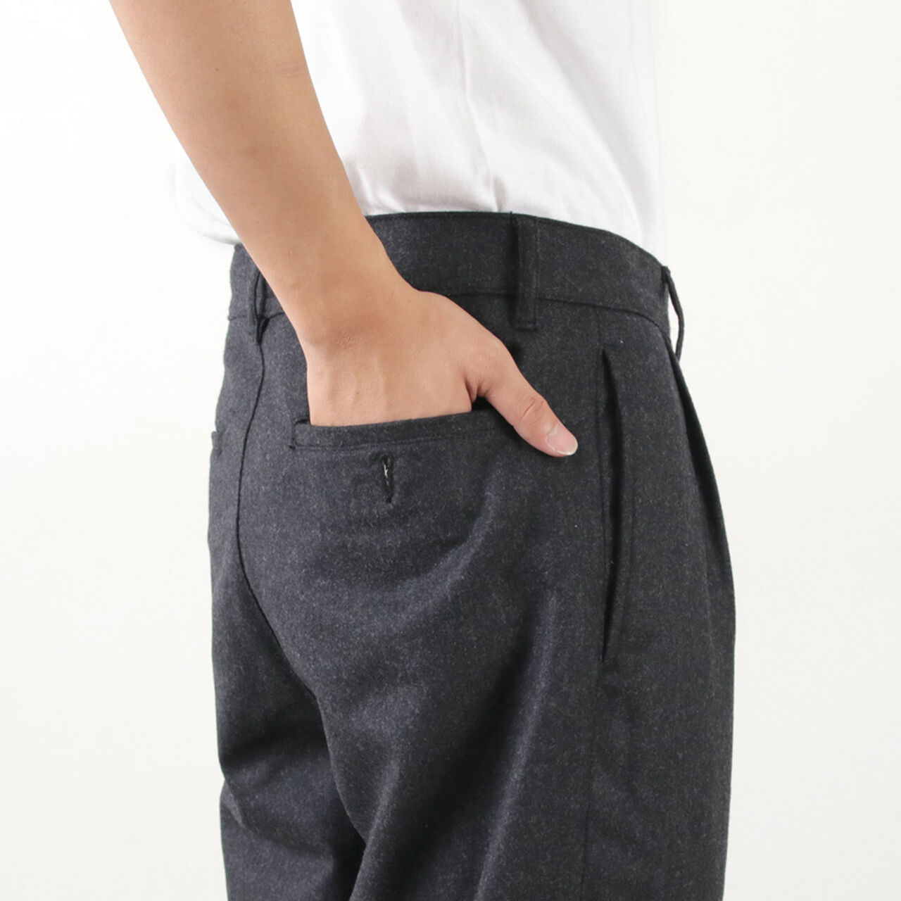 Double Pleats Wool Pants,, large image number 8