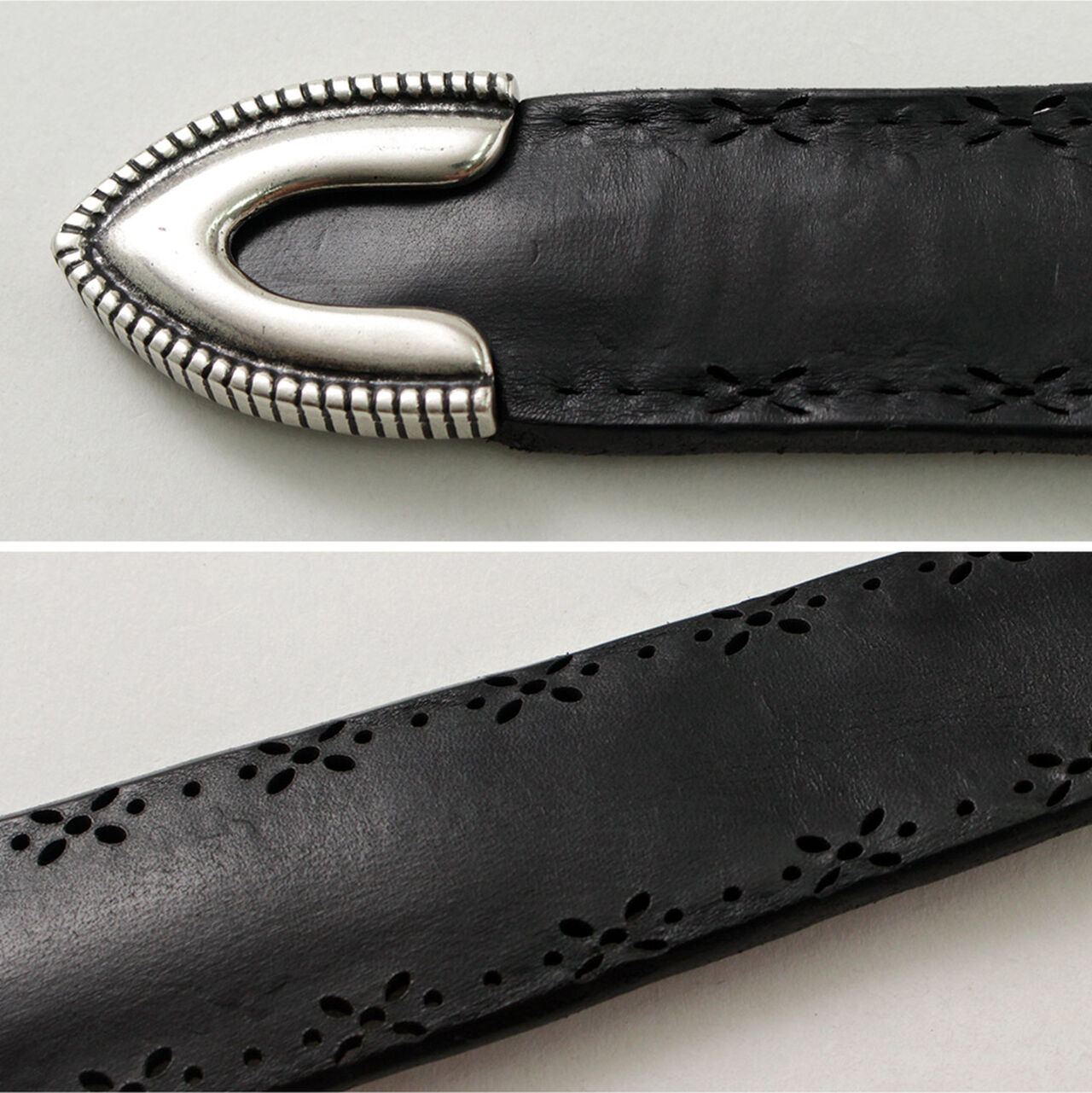 Bull Soft punched leather belt with metal tip,, large image number 9