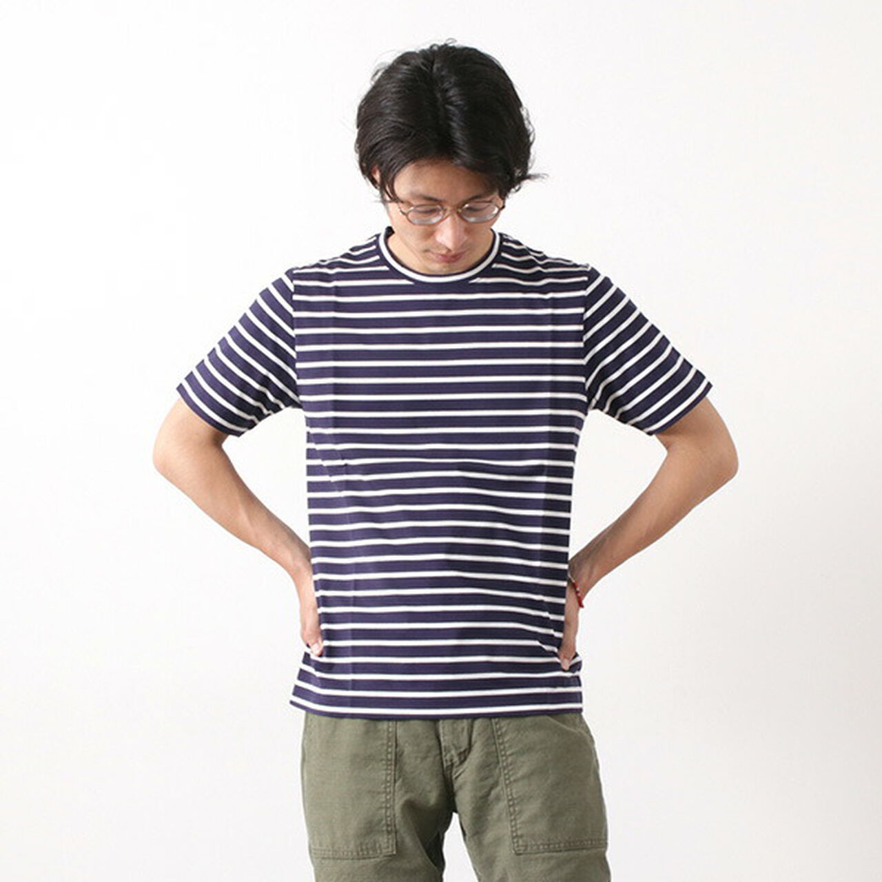 Striped Cut & Sewn,Navy_White, large image number 0