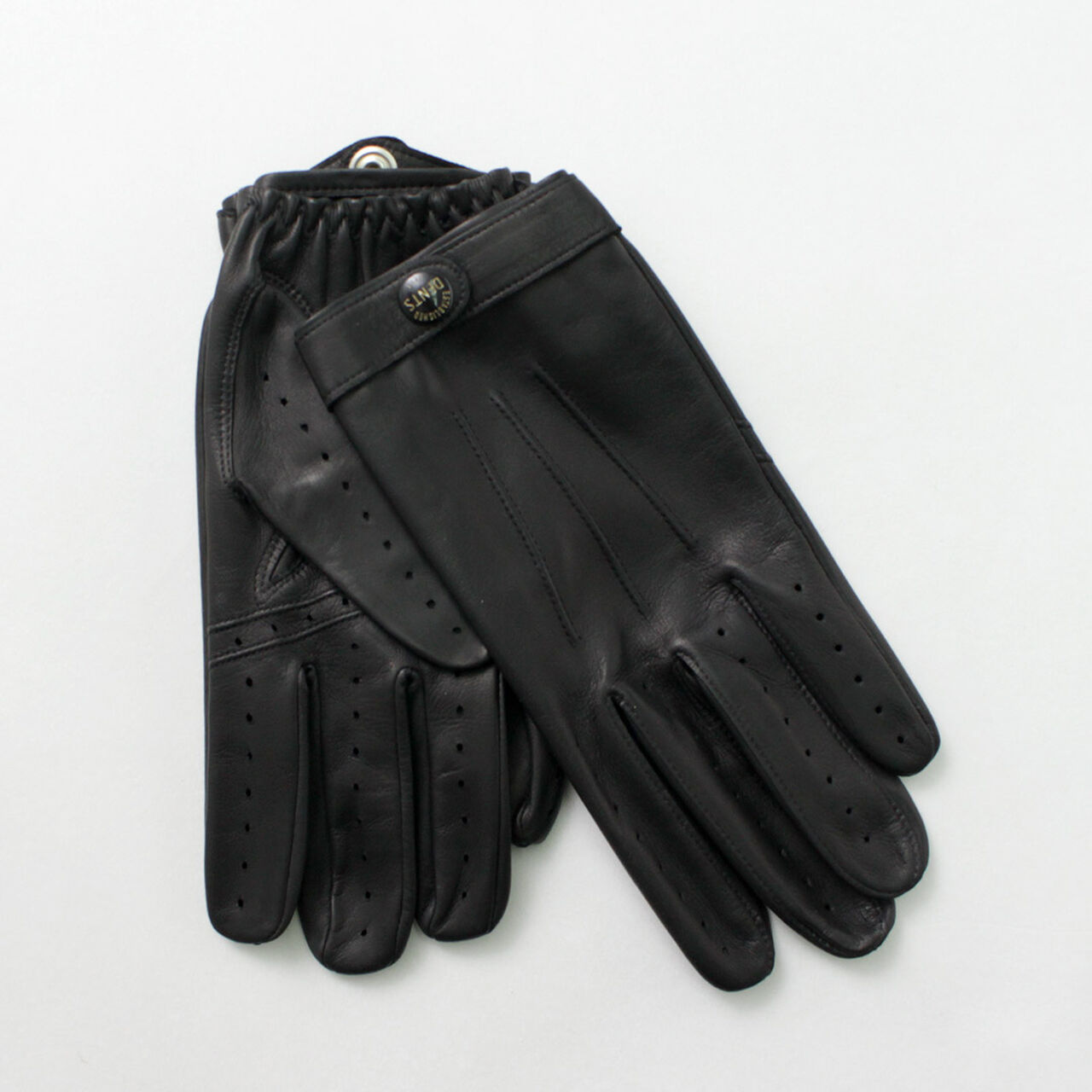 Fleming / Perforated leather gloves,Black, large image number 0