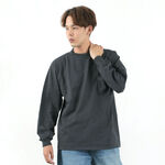 Long Sleeve Mock Neck Pocket T-Shirt,Black, swatch