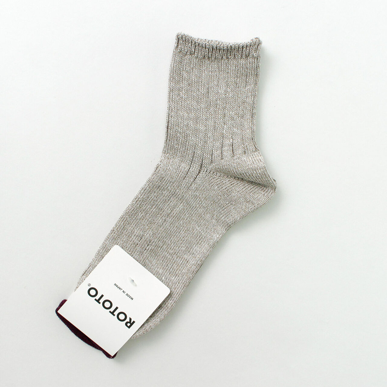 R1462 Short linen cotton ribbed socks,Grayge, large image number 0