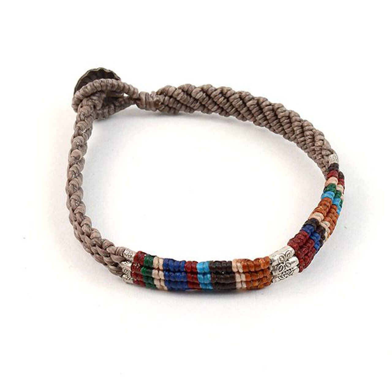Multi Colored Braid Wax Cord Anklet,Smoked, large image number 0