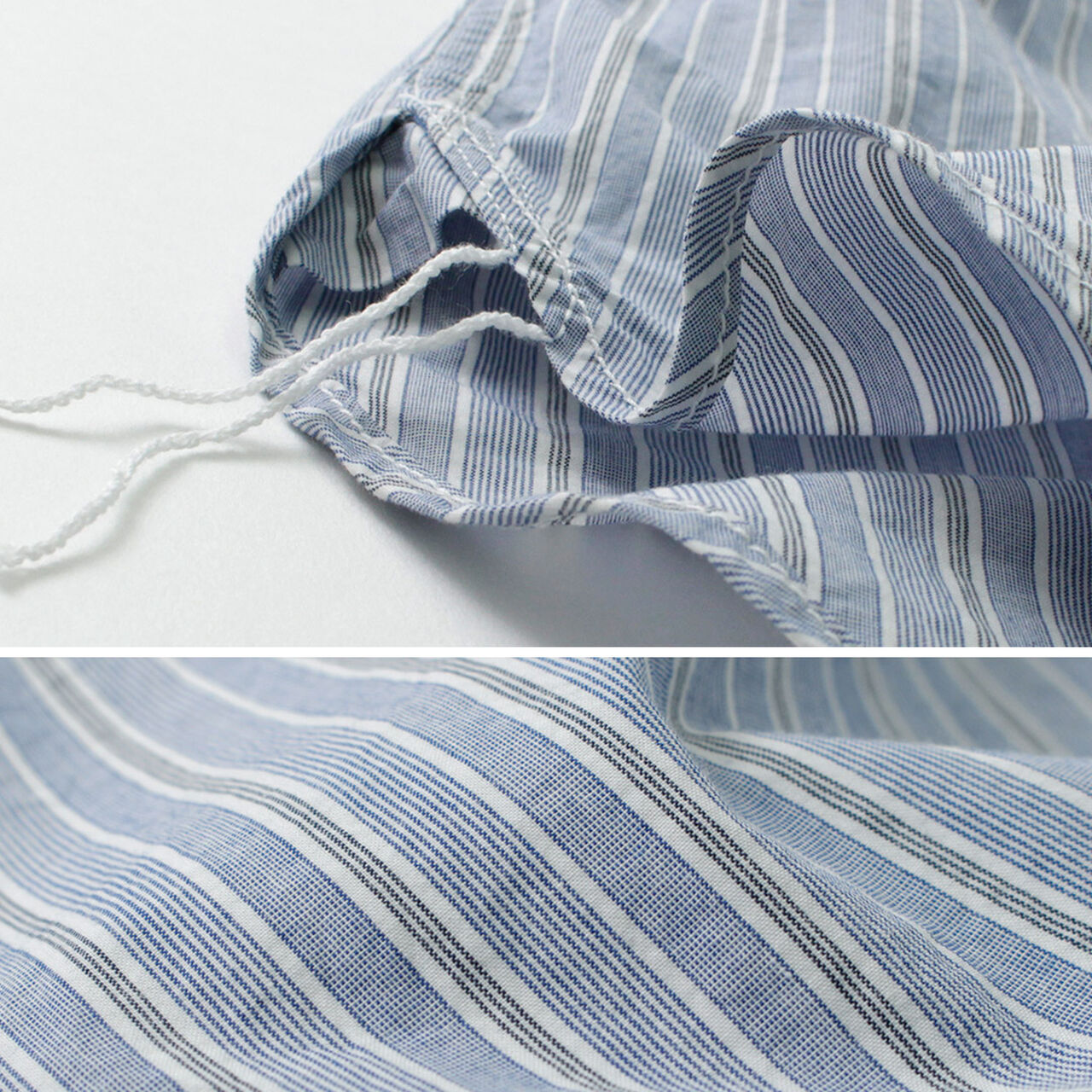 F3488 striped band collar shirt,, large image number 6