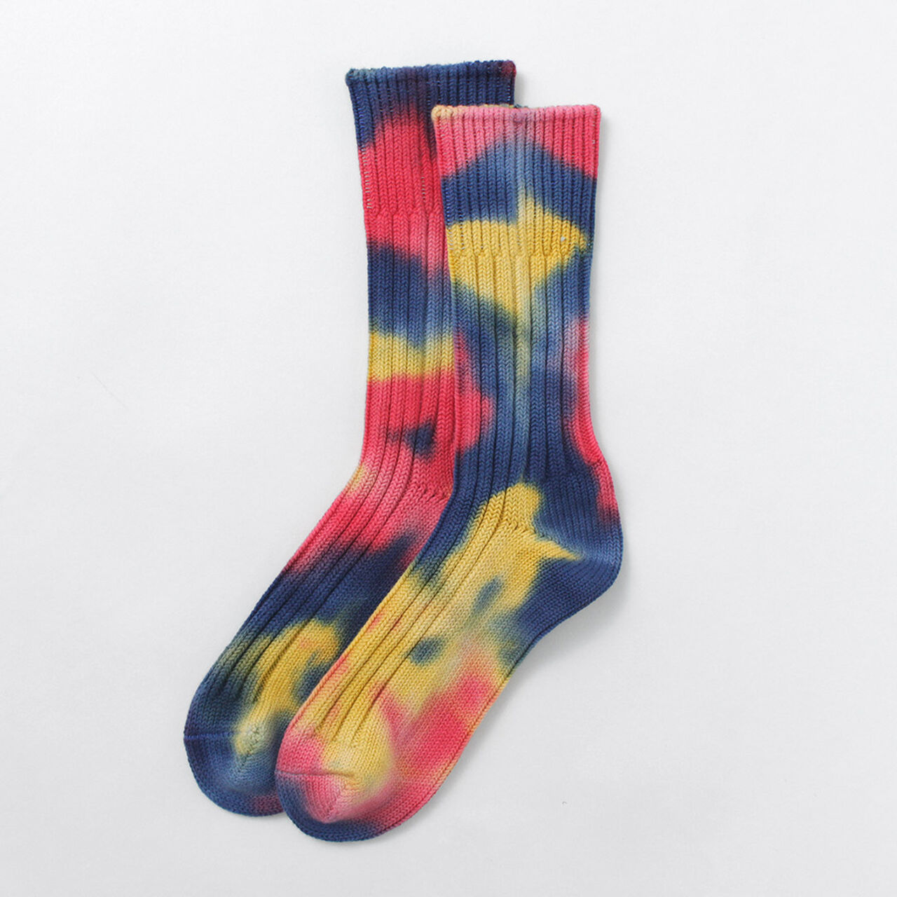 Chunky rib crew socks Tie-dye,Red_Blue, large image number 0