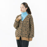 Leopard Tweed Cardigan,Beige, swatch